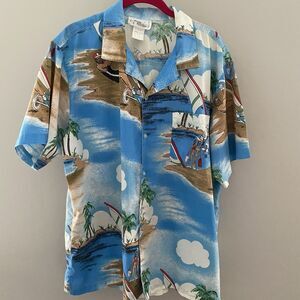 Vintage Y2K Repāge XL Beach Graphic Hawaiian AOP Shirt Caribbean Cuban